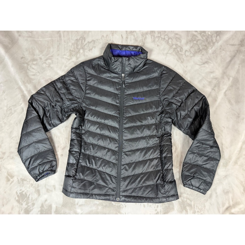 Marmot Womens 700 Fill Down Puffer Jacket Black Purple A93910 Size Medium